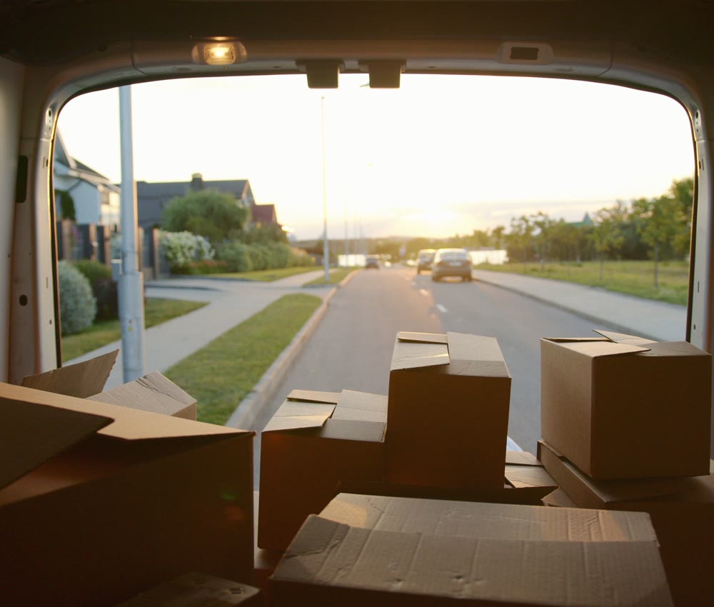 Packed removal van ready for a local move